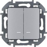 Выключатель 2-кл. Inspiria 10А IP20 250В 10AX с подсветкой/индикацией механизм алюм. IEK 673632