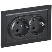 Розетка 2-м СП BRITE РС12-3-БрЧ 16А в сборе с заземл. без защ. шторок черн. IEK BR-R21-16-K02-F