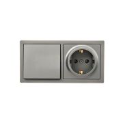 Блок ОП LETO (1-кл. выключатель + 1-м розетка с заземл.) горизонт. платина LEZARD 752-3500-170BAP