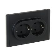 Розетка 2-м СП FORTE&PIANO FP123 16А с заземл. защ. шторки безвинт. крепл. черн. IEK FP-R24-16-1-K02