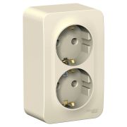BLANCA  розетка наружная  двойная с заземлением без шторок, 16А, 250В, молочный