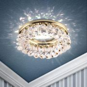 Светильник декор круглый с мелкими хрусталиками золото/прозрачный DK16 GD/WH