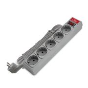 Фильтр сетевой СОЮЗ ПВС 3*0,75 5 гнезд, выключатель с индикацией, с заземлением, серый 5м