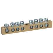 Шина NO-122-14 PEN земля-ноль 6х9мм 8/1 латунная с креплениями по центру