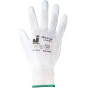 Белые защитные перчатки, полиэфир, полиурет. покр., размер L 12 пар.