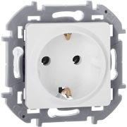 Розетка 1-местная с заземлением без защитных шторок 16А белый INSPIRIA
