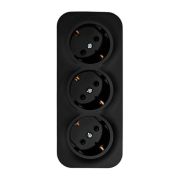 Розетка 3-местная для открытой установки с заземлением с защитными шторками с предварительным подключением 16А черный матовый QUTEO