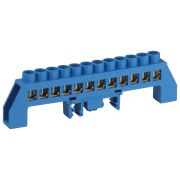 Шина NO-224-112 N ноль в комбинированном изоляторе на DIN-рейку ШНИ-8х12-12-Д-синий