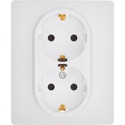 Розетка 2-местная с заземлением с защитными шторками 16А в сборе белый INSPIRIA