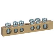 Шина NO-122-13 PEN земля-ноль 6х9мм 6/1 латунная с креплениями по центру