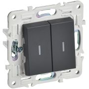 SKANDY Выключатель 2-клавишный проходной с индикацией 10А SK-V10T титан IEK