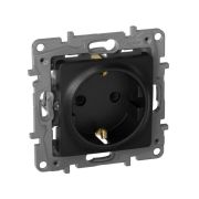 Розетка 1-местная с заземлением без защитных шторок 16А антрацит ETIKA