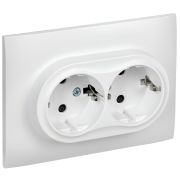 SKANDY Розетка 2-местная с заземлением с защитными шторками 16А в сборе SK-R07W арктический белый IEK