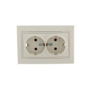 MIRA Розетка двойная с заземлением бежевая
