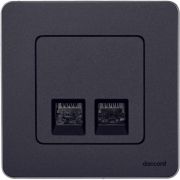 Розетка компьютерная двойная RJ45 категория 5Е UTP антрацит INSPIRIA