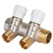 Коллектор 3/4'x2 выхода 1/2' НР с вентилями