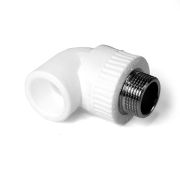 Угольник комбинированный 20x1/2' НР переходной, полипропиленовый PPR, белый