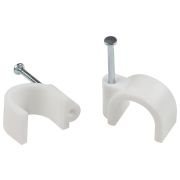 Скоба пластиковая крепежная круглая 10 мм белая NO-224-572 (50 шт/уп)