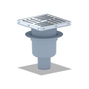 Трап вертикальный выпуск 50 нержавеющая решетка 15х15см регулируемый с сухим затвором