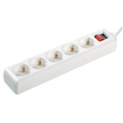 Удлинитель бытовой 5 розеток шнур 5м с заземлением с выключателем 16А