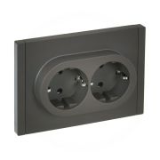 FORTE&PIANO Розетка 2-местная с заземлением с защитными шторками безвинтовое крепление 16А FP323 серый IEK