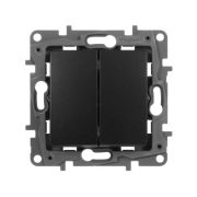 Выключатель 2-клавишный 10А безвинтовое крепление антрацит ETIKA