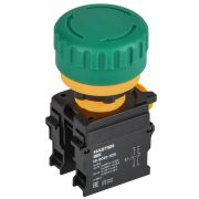 Кнопка Грибок поворот. с фикс. 1NO+1NC зелёная MASTER