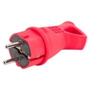 Вилка с ушком c/з каучук 16А 250 В IP44 красный цвет еврослот