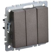 BRITE Выключатель трехклавишный 10А ВС10-3-0-БрТБ темная бронза