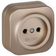 GLORY Розетка 1-местная для открытой установки без заземления без защитных шторок 10А РС20-2-ХШм шампань матовый IEK