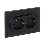 FORTE&PIANO Розетка 2-местная с заземлением без защитных шторок безвинтовое крепление 16А FP124 черный IEK