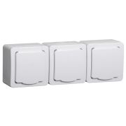 Гермес PLUS Розетка тройная с заземлением наружная белая IP54