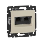 Розетка компьютерная двойная RJ45 категория 5Е UTP с захватами слоновая кость VALENA