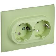 SKANDY Розетка 2-местная с заземлением без защитных шторок 16А в сборе SK-R08G мятный IEK