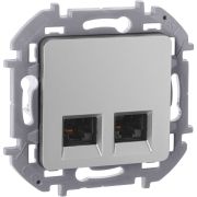 Розетка компьютерная двойная RJ45 категория 5Е UTP алюминий INSPIRIA
