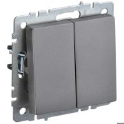 BRITE Выключатель двухклавишный 10А ВС10-2-0-БрС сталь