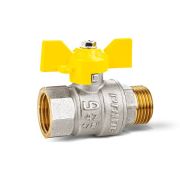 Кран шаровой латунный никелированный 11б27п Ду20 Ру40 (3/4') ВН бабочка GAS