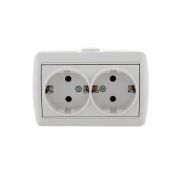 HATA Розетка двойная с заземлением белая