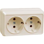 OKTAVA Розетка 2-местная с заземлением для открытой установки 16А РС22-3-ОКм кремовый GENERICA