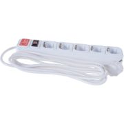 Фильтр сетевой СОЮЗ ПВС 3*0,75 5 гнезд, выключатель с индикацией, с заземлением, белый 3м