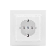Розетка Минск одноместная СП с заземлением 16А белая защитные шторки