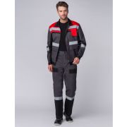 Костюм Виват-1 Премиум (ткань Смесовая,240) брюки, серый черный красный, 56-58 170-176