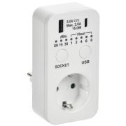 РТЭ-4 Розетка-таймер электронный с USB A+C        15мин-8ч 16А IP20 белый IEK