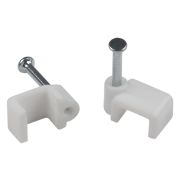 Скоба пластиковая крепежная плоская 7 мм белая NO-225-284 (10 шт/уп)