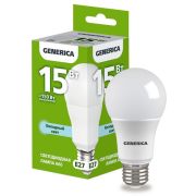 Лампа светодиодная A60 груша 15Вт 230В 6500К E27 GENERICA