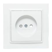 Розетка Минск 1-местная СП без заземления 10А защитные шторки белая