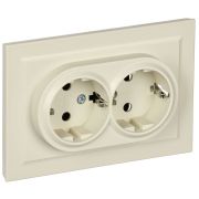 BRITE Розетка двойная с заземлением без защитных шторок 16А в сборе РС12-3-БрКр бежевый