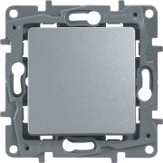 Выключатель 1-клавишный проходной 10А безвинтовое крепление алюминий ETIKA