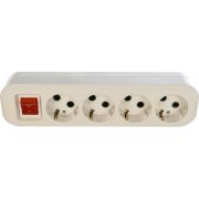 Колодка удлинителя 4 поста с выключателем с заземлением