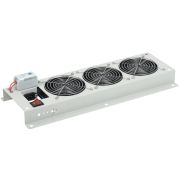 Панель вентиляторная с выключателем и термостатом 3 модуля серая